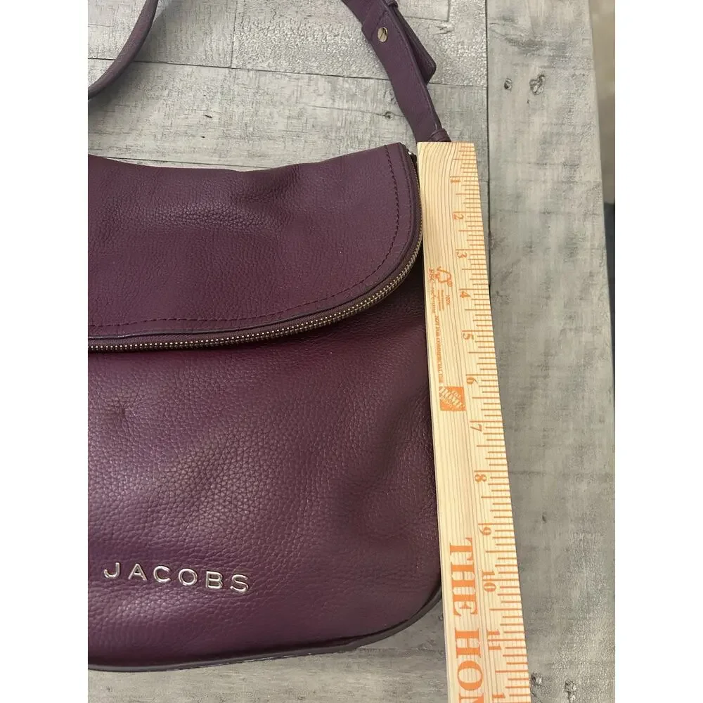 Marc Jacobs The Groove Hobo Large Fold Over‎ Bag Burgundy Pebbled Leather